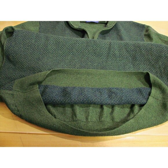 Alan Flusser Merino Wool Blend Mens Pullover Sweater Green Blue Quarter Zip XXL - Picture 4 of 12